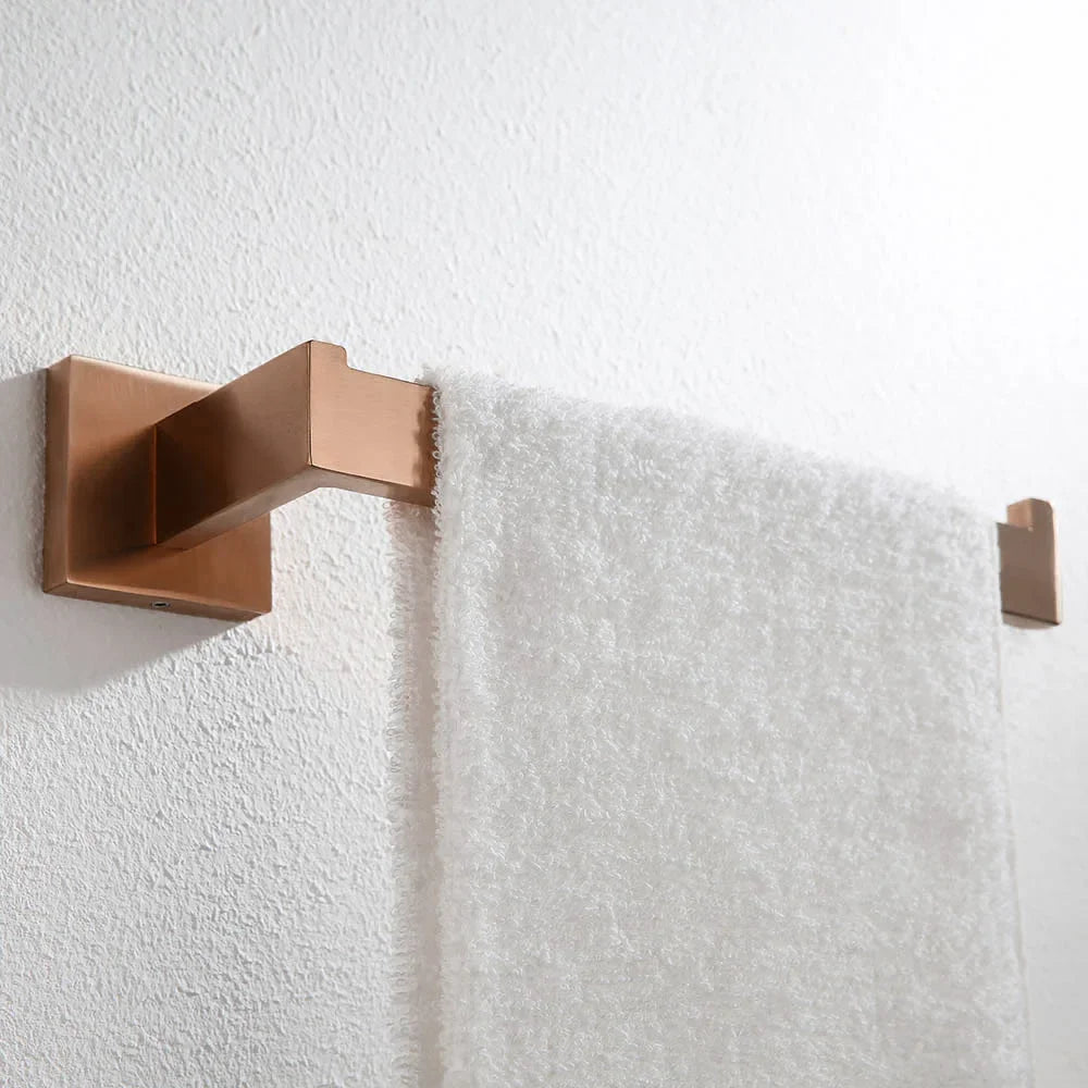 Brushed Rose Gold Towel Rack Robe Hook Bathroom