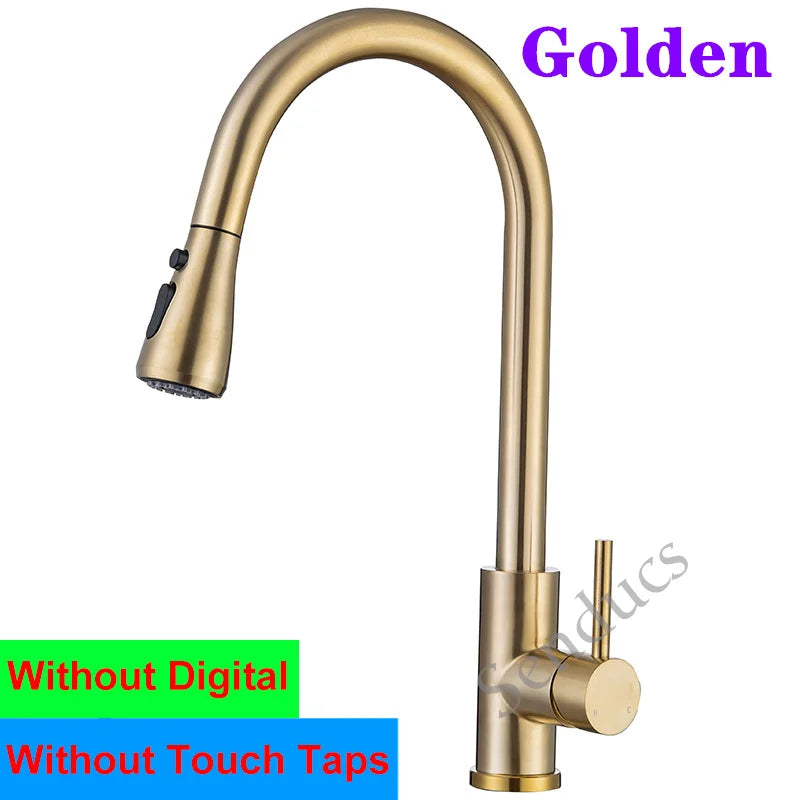 Sensor Touch Digital Sink Faucet Pull Down Sprayer