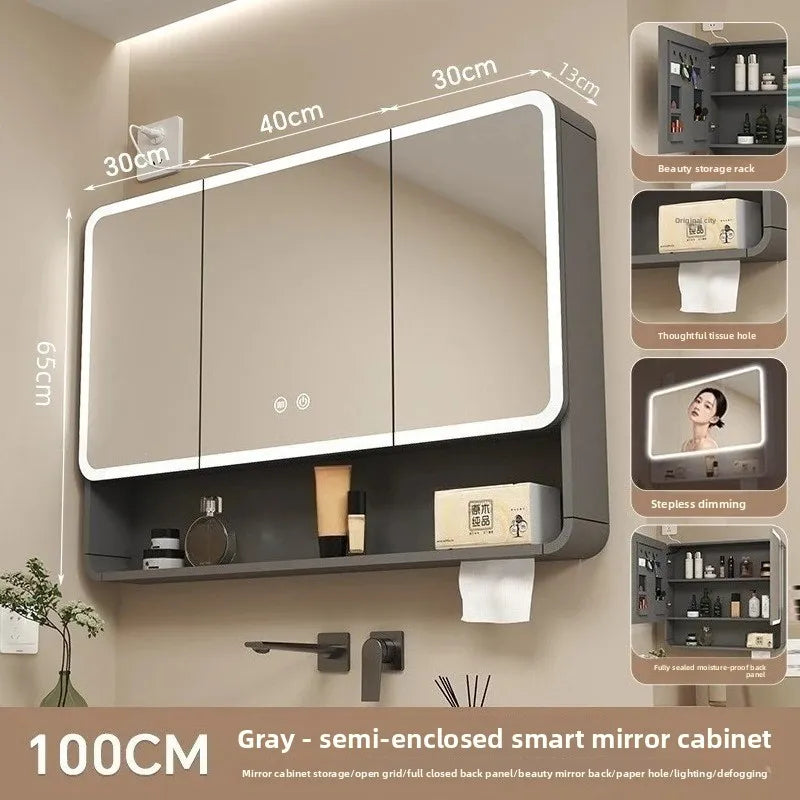 Led Bathroom Mirror Cabinet Anti Fog Wall Mounted