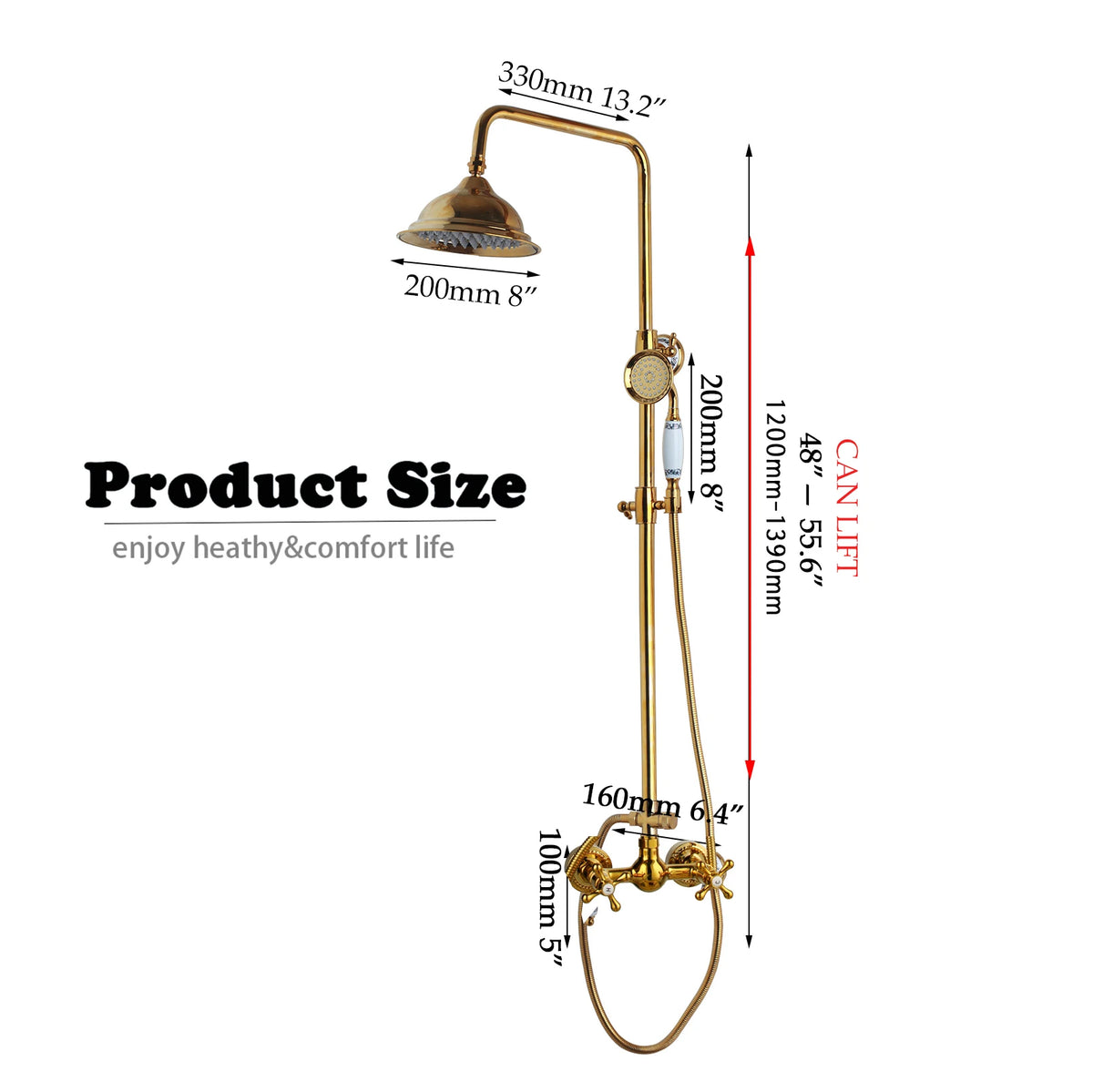Kemaidi Luxury Golden 2-Function Bathroom Shower Exquisite High