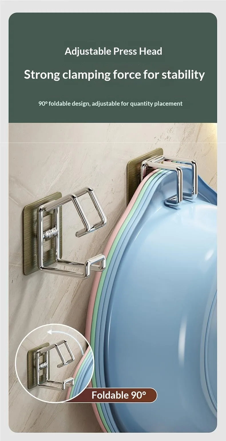 1/2pcs Stainless Steel Washbasin Hook Punch-Free Bathroom Rack