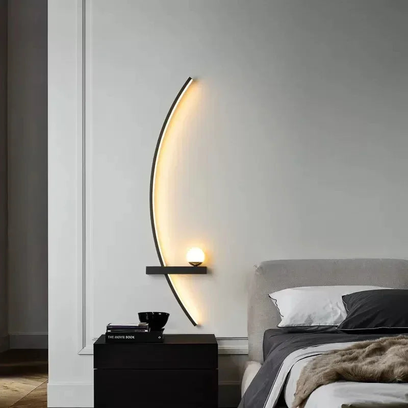 Modern Led Simple Art Bedroom Bedside Wall Lamp
