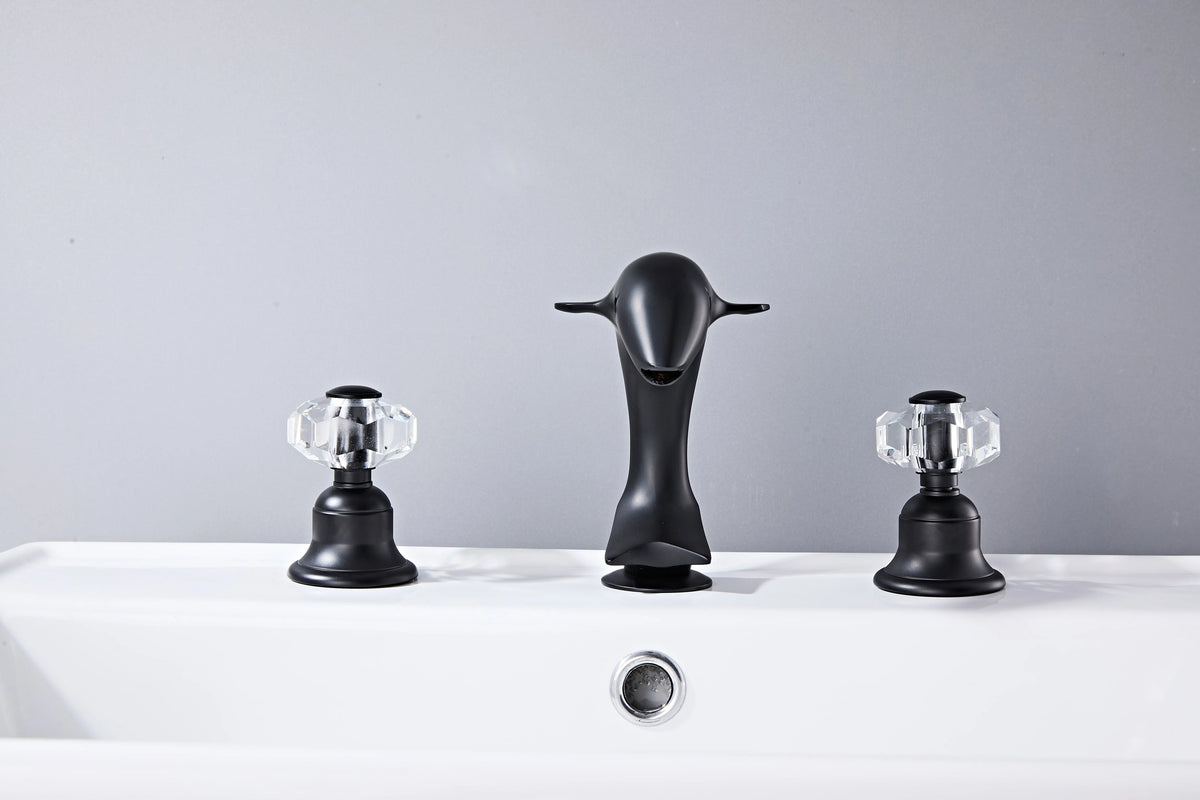 3pcs Golden Bathroom Basin Faucet Crystal Handle Widespread