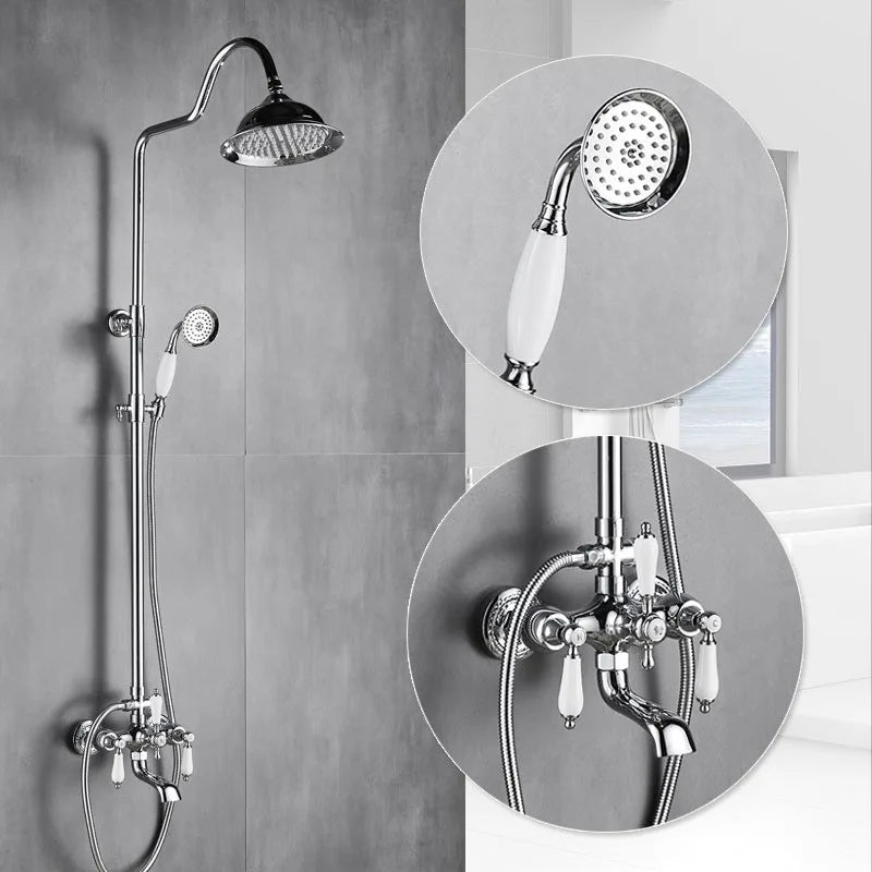 Vintage French Style Dual Handle Tub Faucet Shower