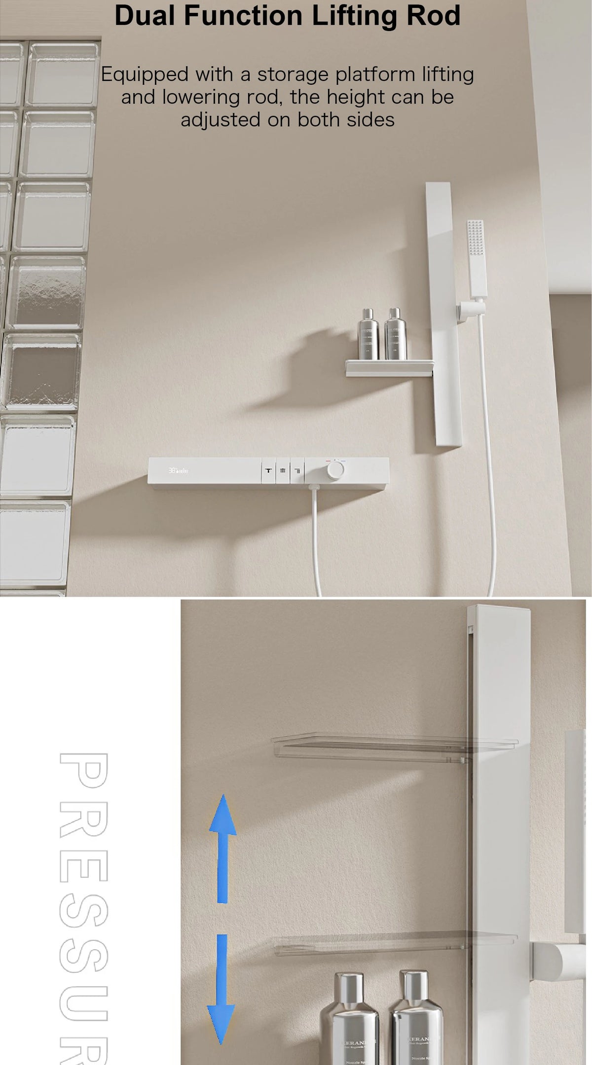 Luxury Ceiling Thermostatic Shower System Black Brass Function