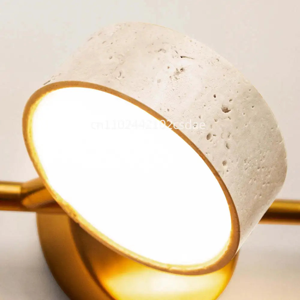 Natural Limestone Round Led Wall Lamp Double Sided