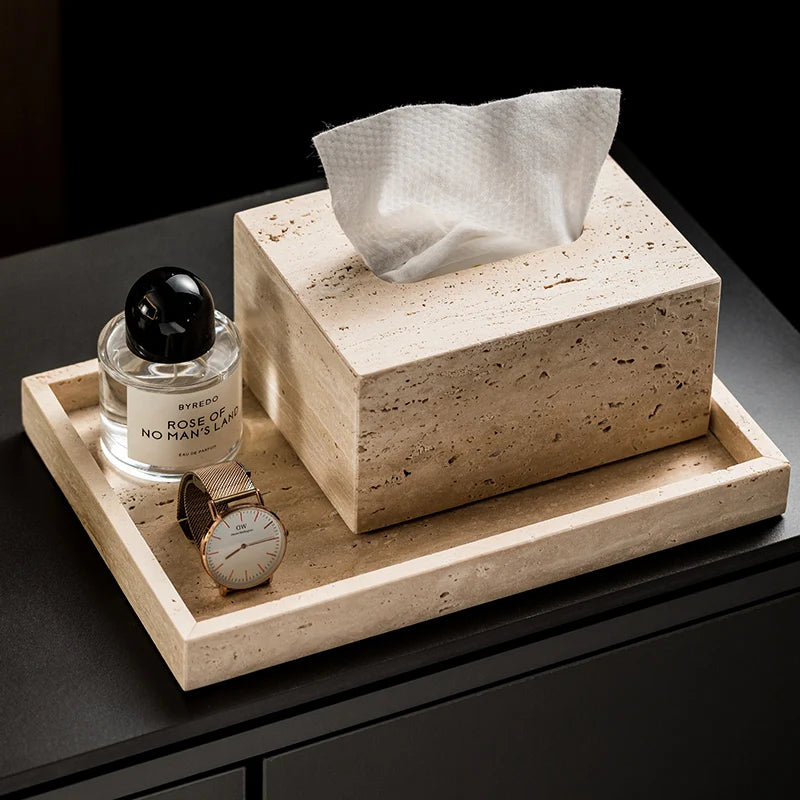 Beige Travertine Bathroom Natural Marble Soap Dispenser Reed