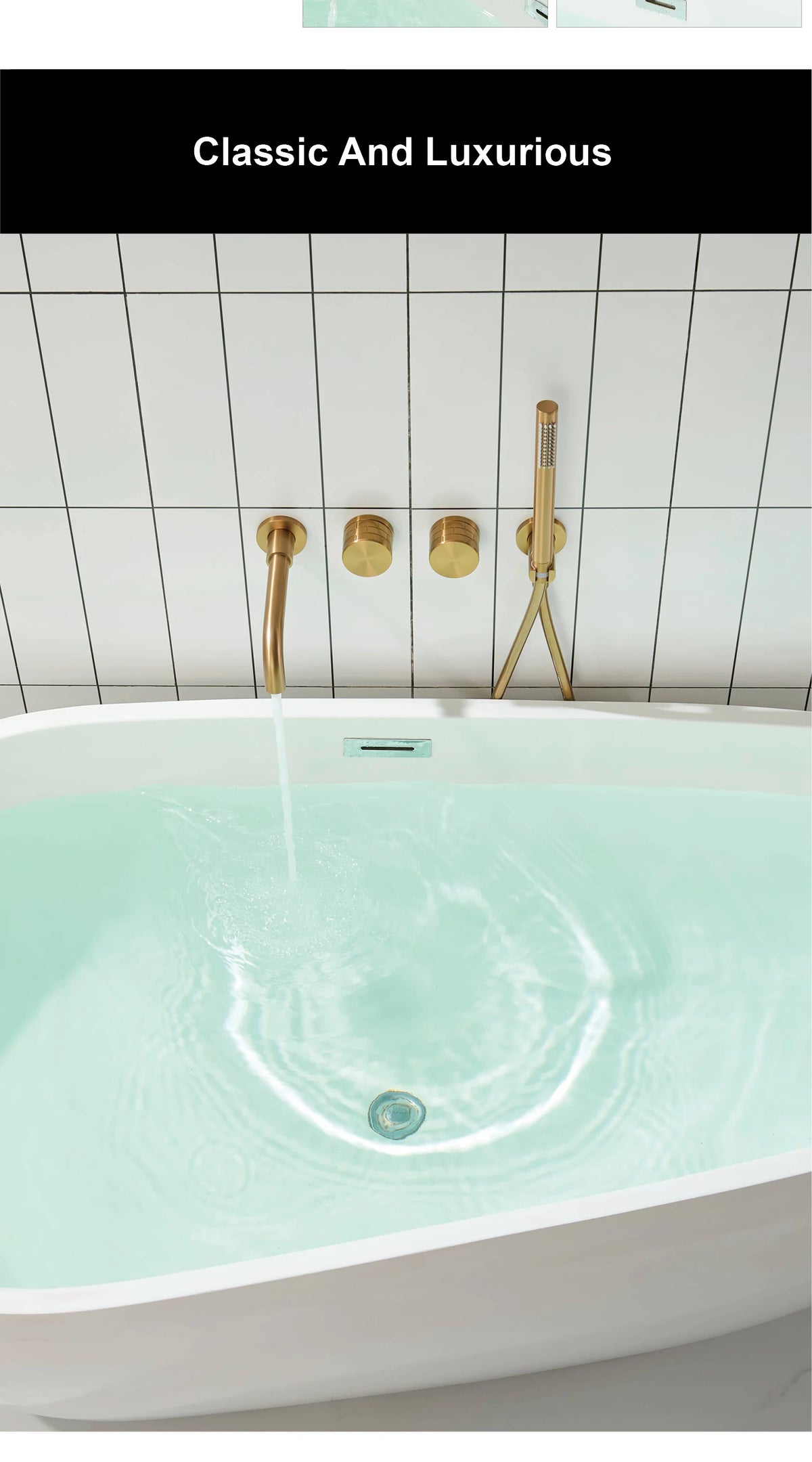 Luxury Brass Brushed Gold Wall Mounted Bathroom Faucet