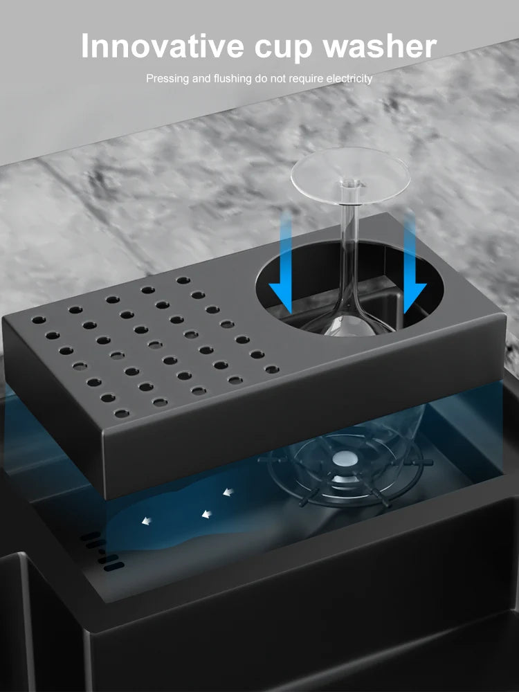 Stepped Stainless Steel Sink Cup Washer Large Slot