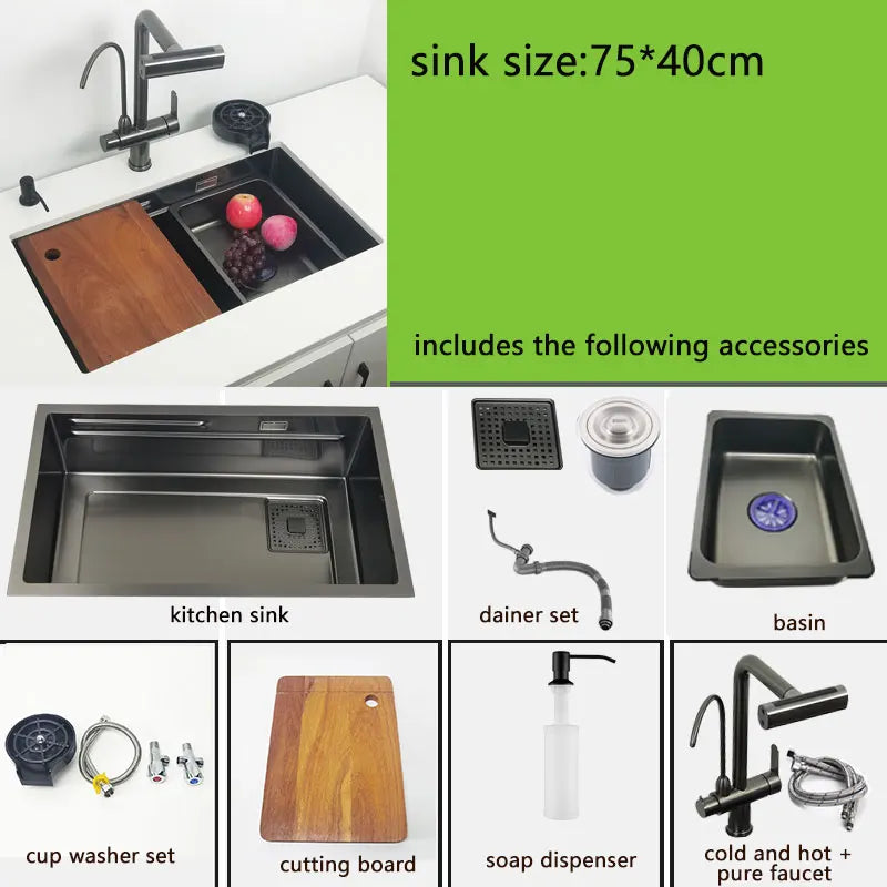 Undermount Or Above Mount Sink Matt Black Nano