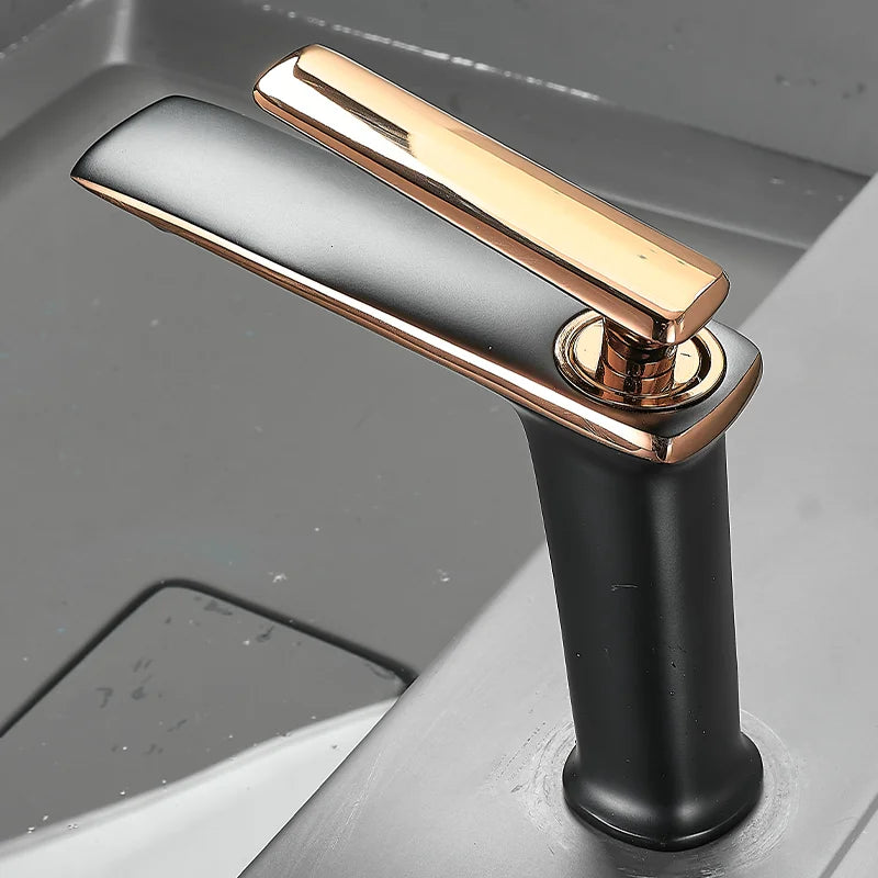 Basin Faucets Black Brass Faucet Cold Bathroom Sink