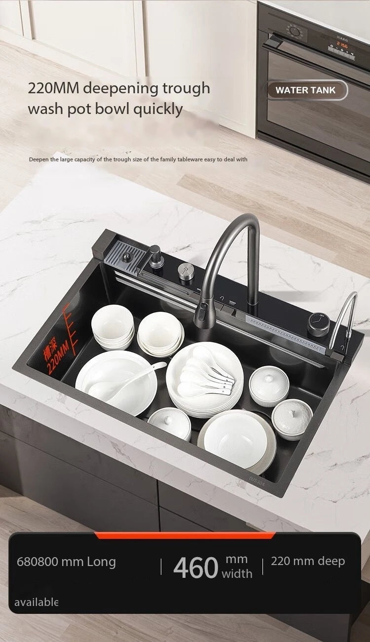 0mm Double Waterfall Sink Embossed Stainless Steel Sink