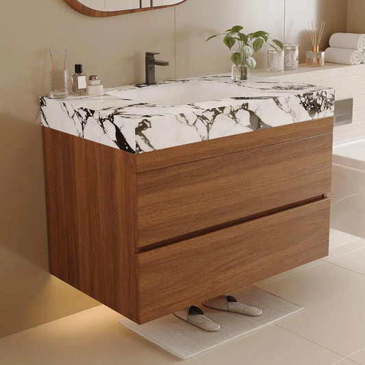 30 Modern Floating Bathroom Vanity Faux Marble Top