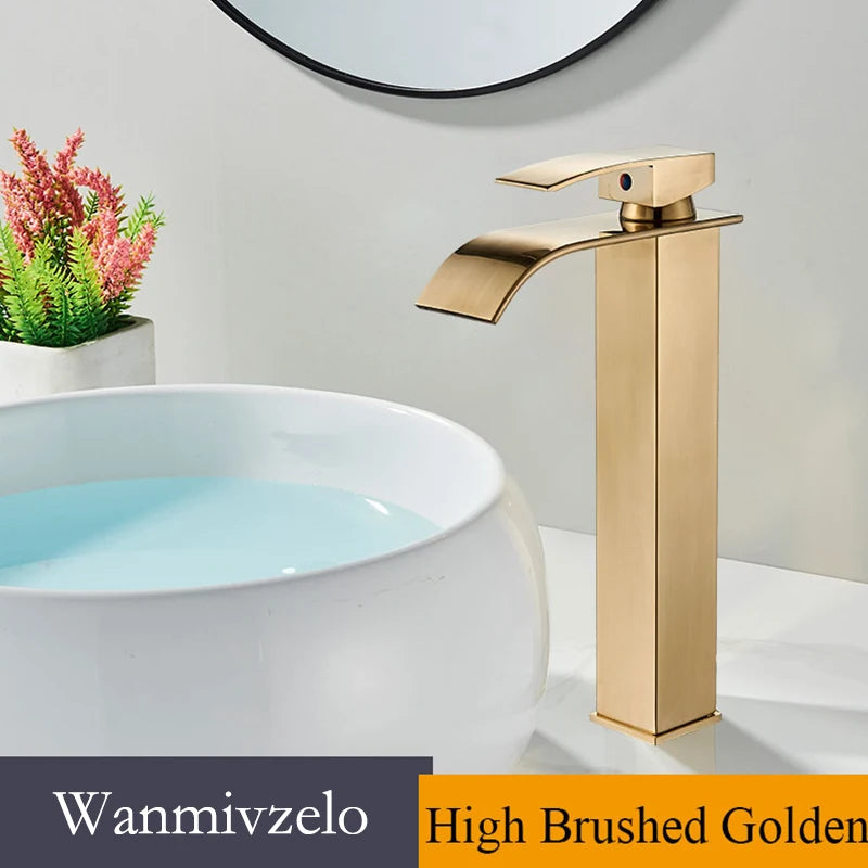 Retail Waterfall Bathroom Basin Faucet Chrome Deck Mount