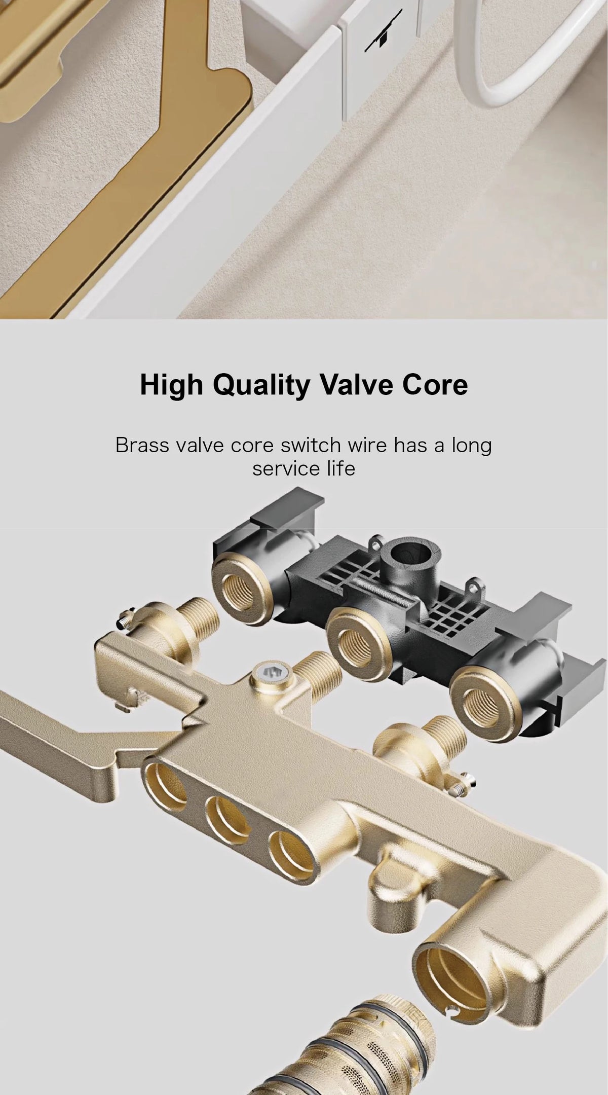Luxury Ceiling Thermostatic Shower System Black Brass Function
