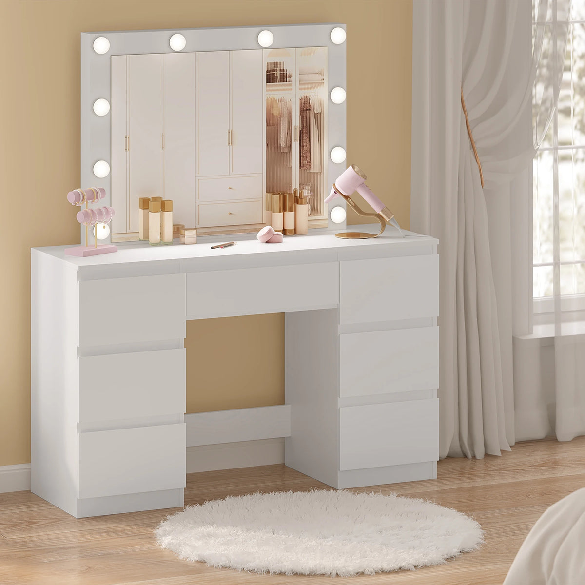 Woltu White Dressing Table Girls/Women Vanity Dresser Large