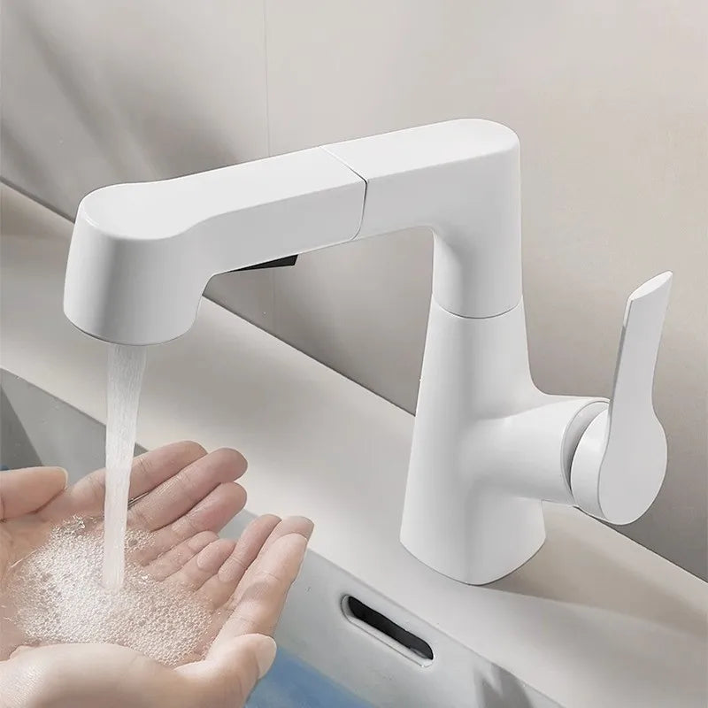 Bathroom Sink Faucet Pull Out Sprayer Handle Hole