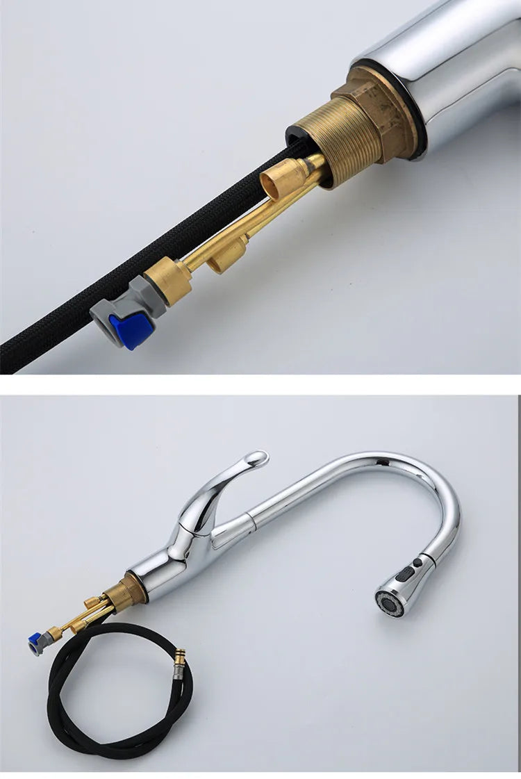 Brass Touch On Fauct Pull Down Cold Sink
