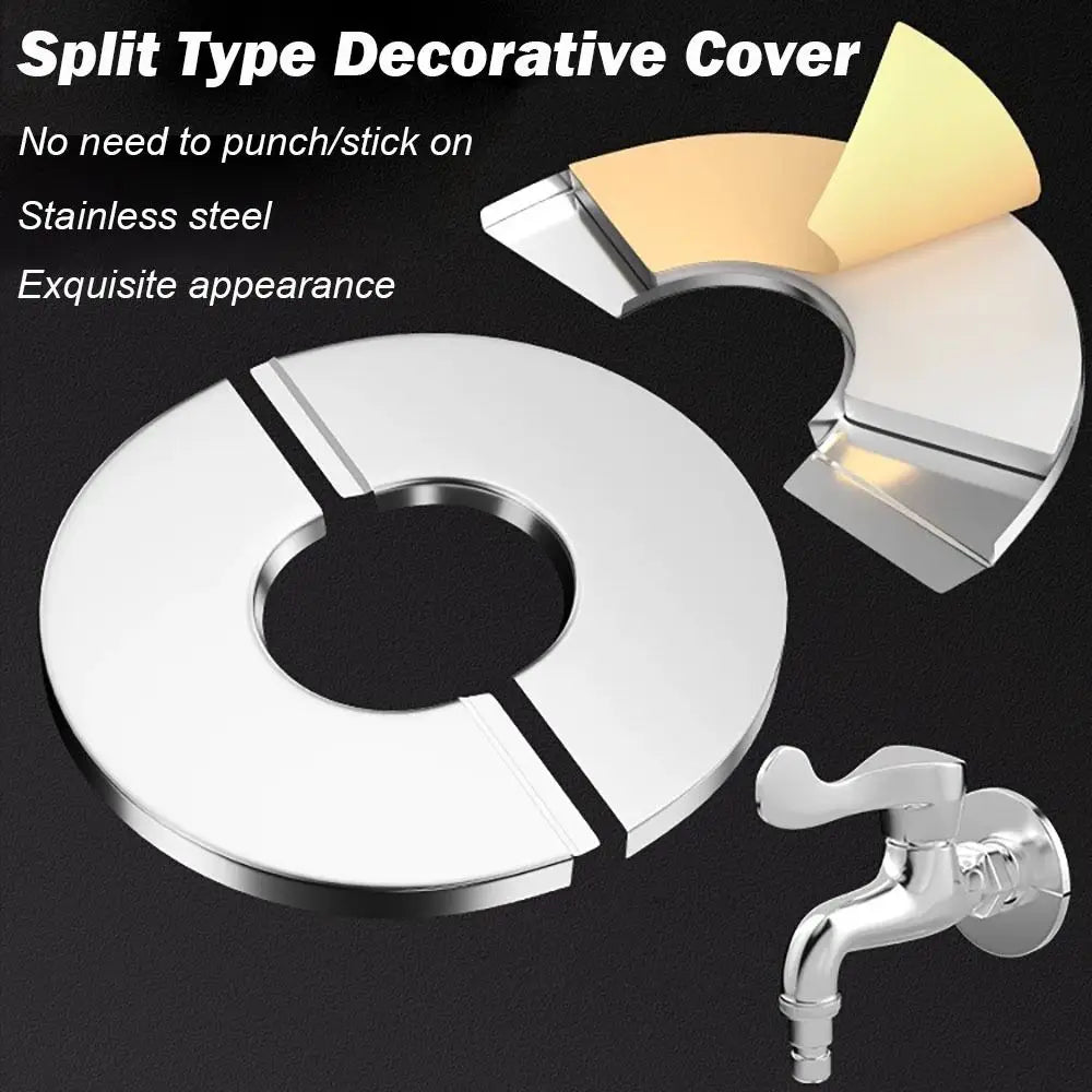 Useful Self-Adhesive Shower Faucet Cover Stainless Steel Silver