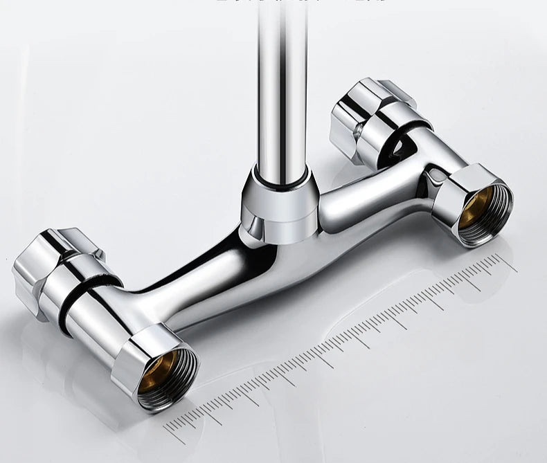 Wall Mounted Mixer Tap Double Handle Faucets Cold
