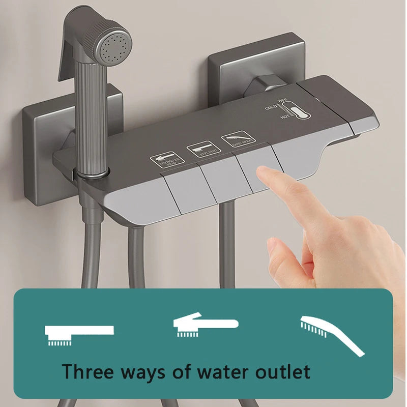 Wall Mounted Bathtub Faucet Multi-Functional Brass Body Height