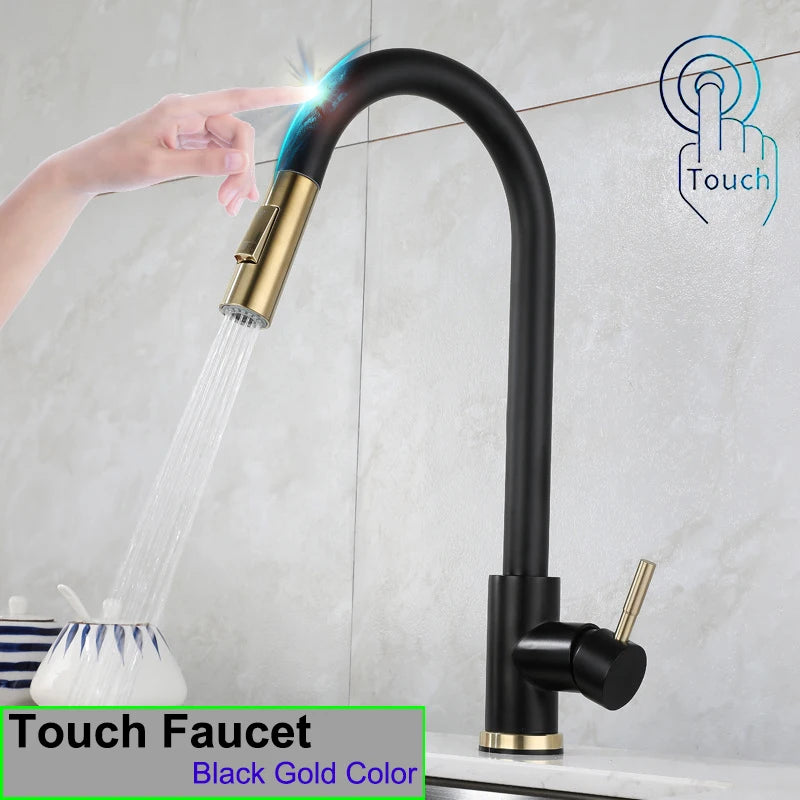 White Touch-On Sink Faucets Pull Down Sprayer Improvement