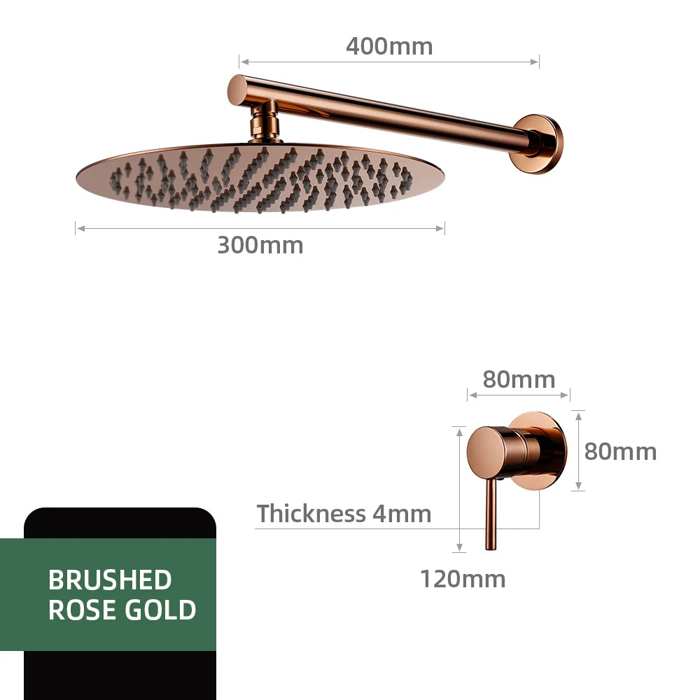 Bathroom Faucet Rose Gold Shower Wall Mounted 8/10/12