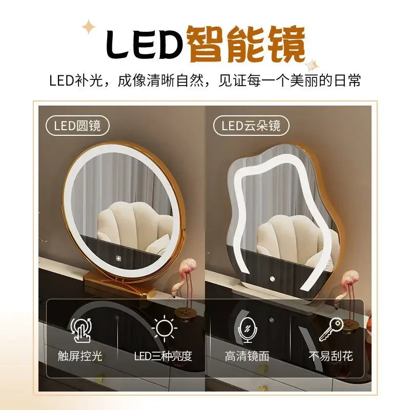 Nordic Glass Luxury Dressing Table Smart Wireless Charging