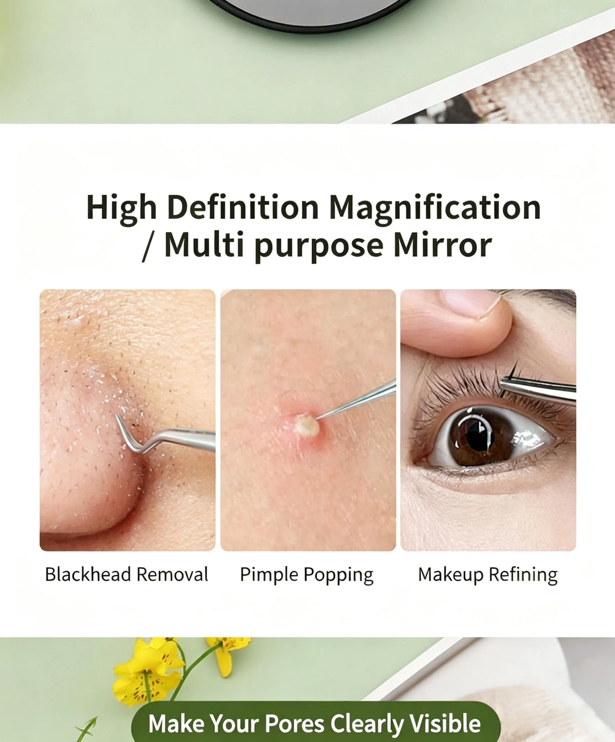 Suction Cup Magnifying Mirror 5/10/15x Makeup Mirror Blackhead