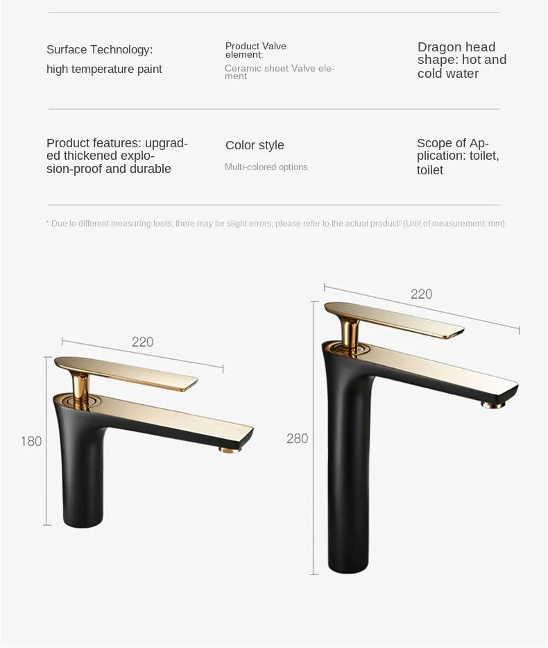 All Copper Black Gold Basin Faucet Sink Faucet