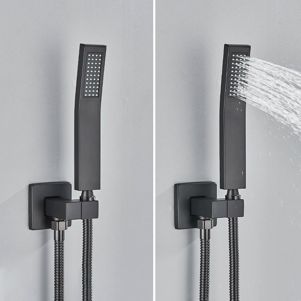 Black Embedded Ceiling Shower Head Intelligent Remote Control