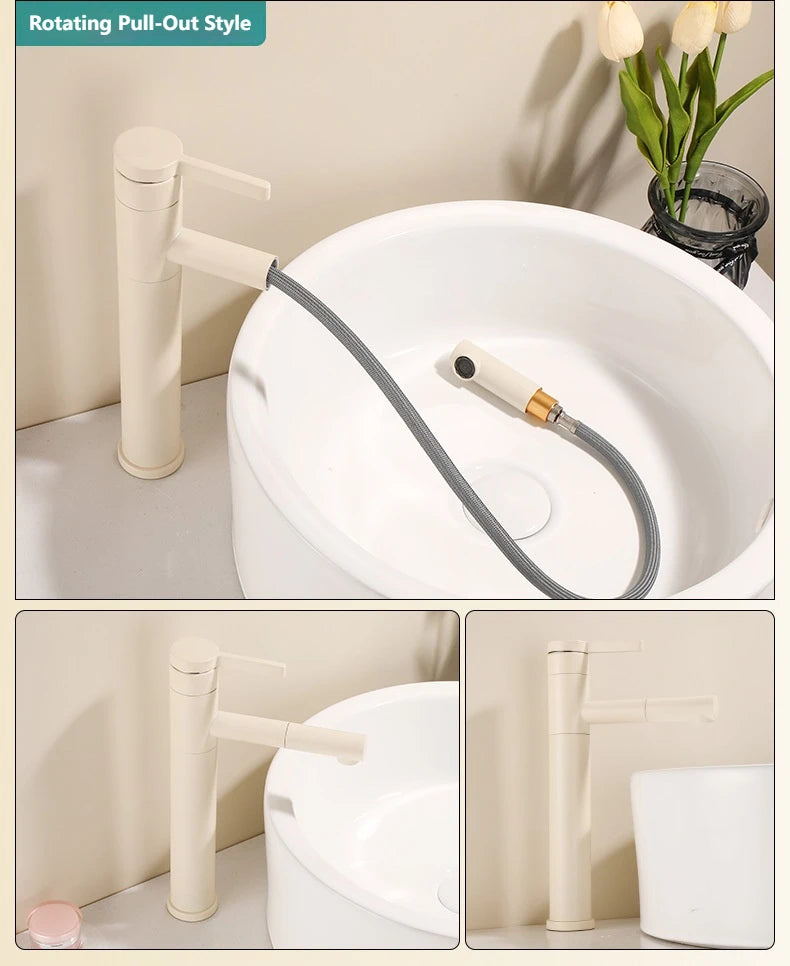 Milk White Handle Deck Mounted Basin Sink Faucet