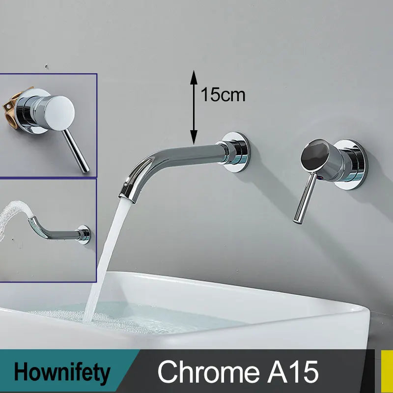 Wall Mount Bathroom Basin Faucet Embedded Split Cold