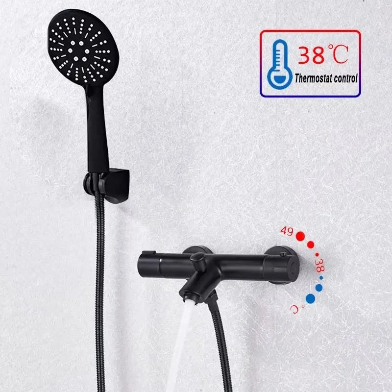 Chrome Thermostatic Shower Mixer Valve Wall Mounted Dual