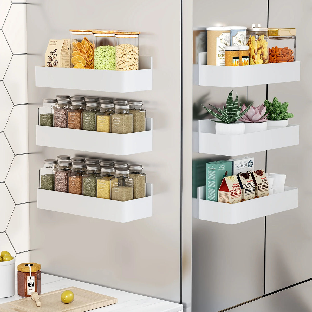 6pcs Magnetic Storage Rack Refrigerator/Washing Machine No-Drill