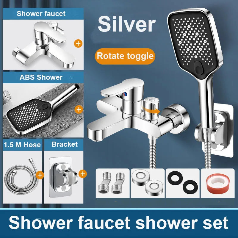 Chrome Bathroom Shower Faucet Brass Wall Mounted Cold