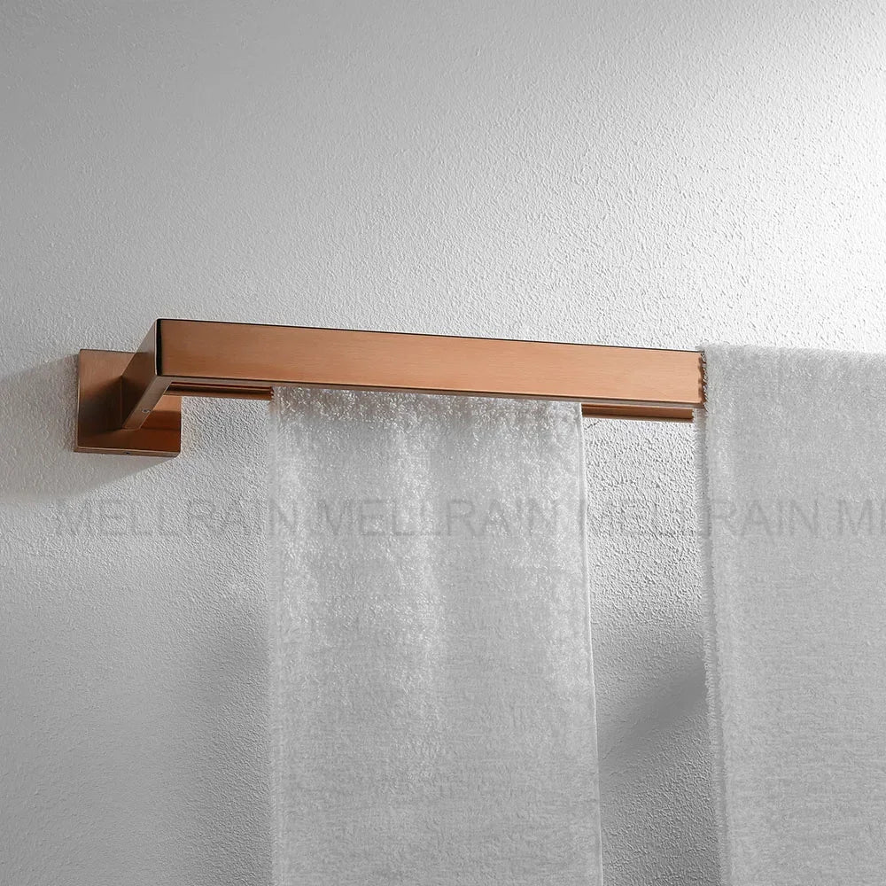 Brushed Rose Gold Towel Rack Robe Hook Bathroom