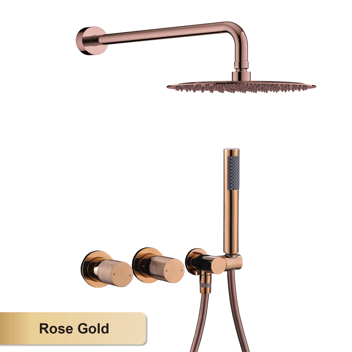 Modern Brass 2-Function Shower System Wall-Embedded Chrome Finish