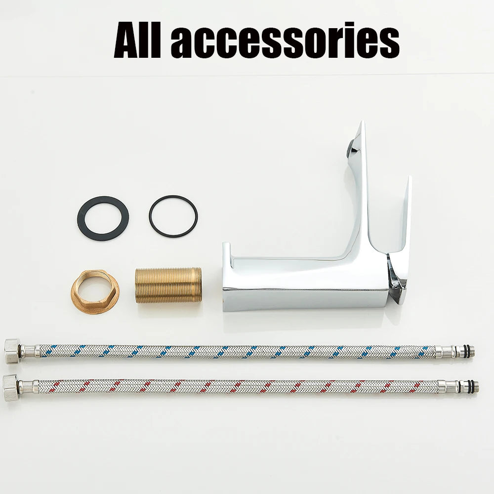 Brass Core Modern Bathroom Sink Faucet Handle Deck