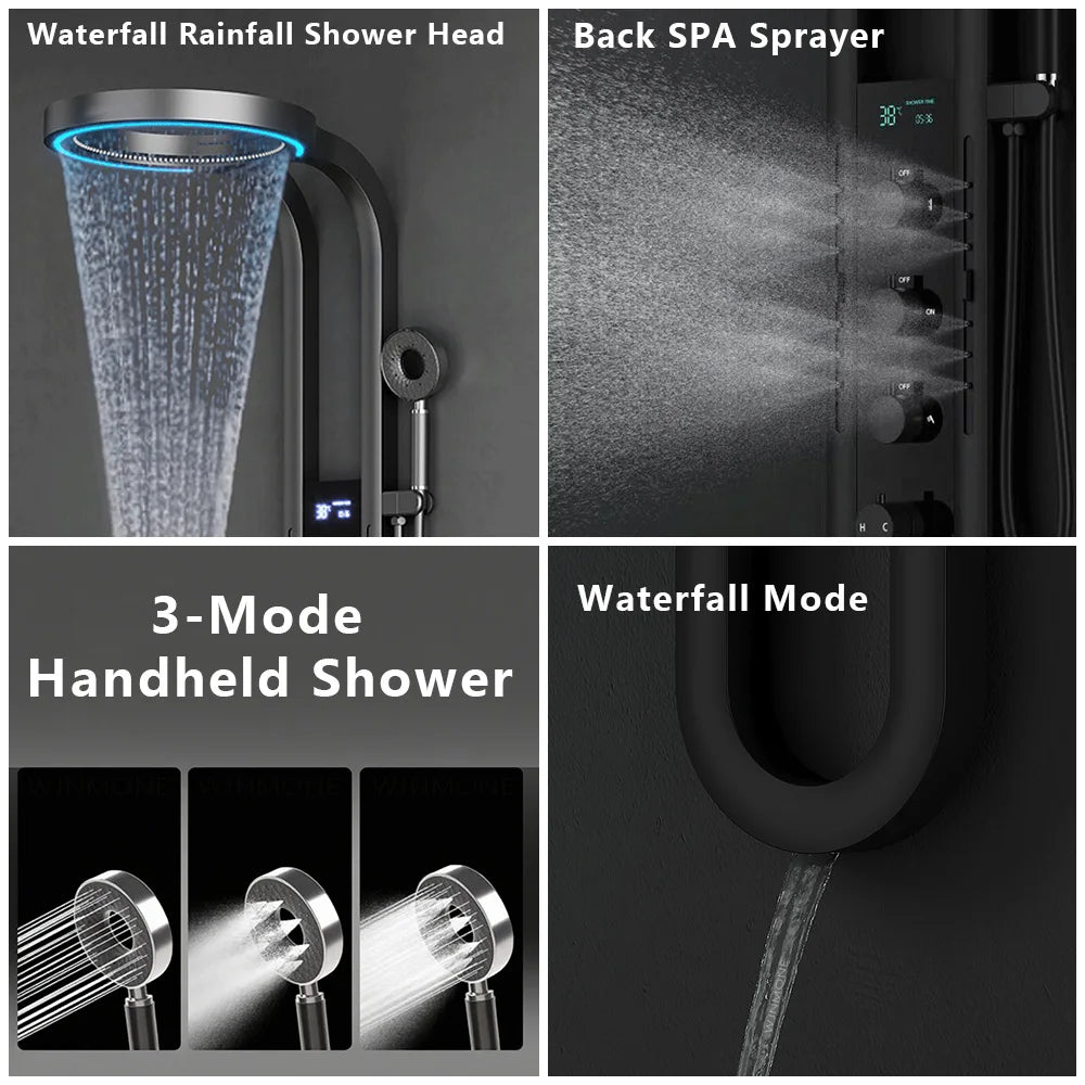 Modern High End Rainfall Shower Panel Spa Massage
