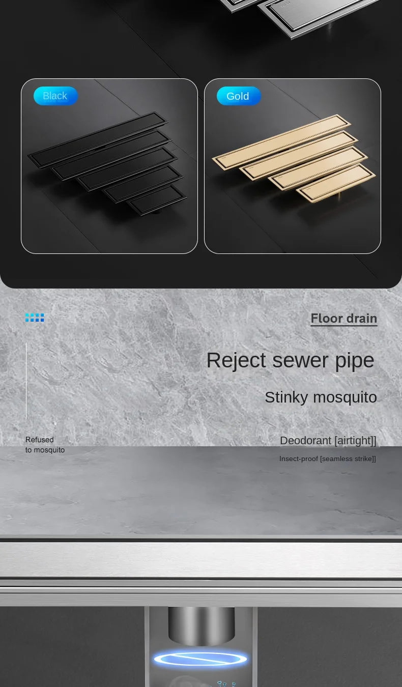 Luxury Hidden 304 Stainless Steel Rectangular Floor Drain