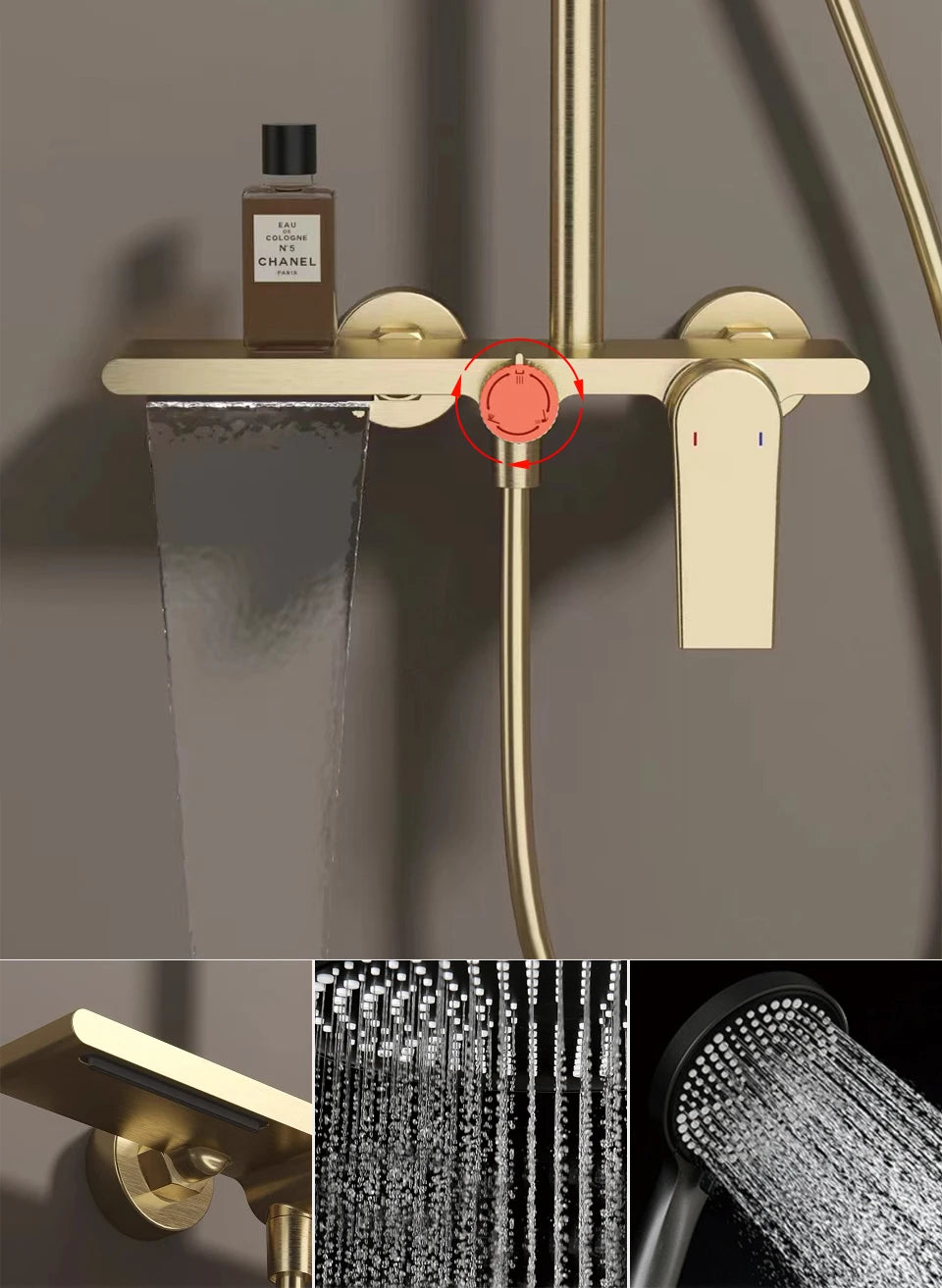 Vgx Gold Shower System Bathroom Shower Faucet 3-Way