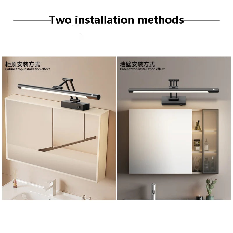 Motion Sensor Foldable Bathroom Mirror Wall Lamp Shower