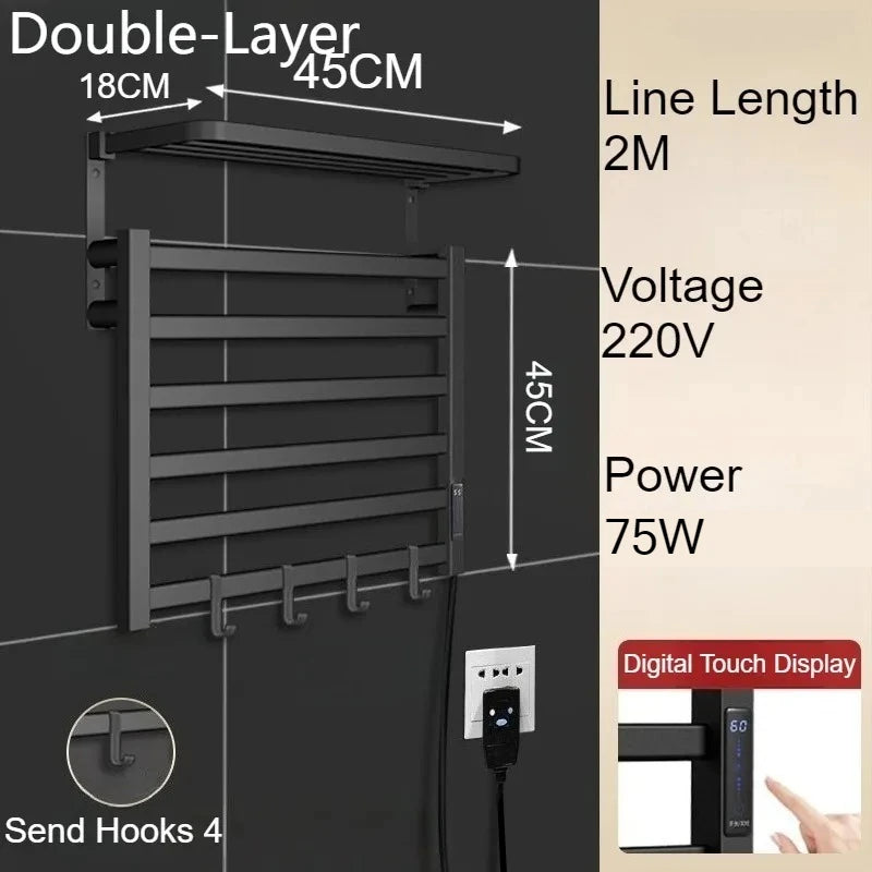 Metal Electric Heated Towel Rail Smart Disinfection Thermostat