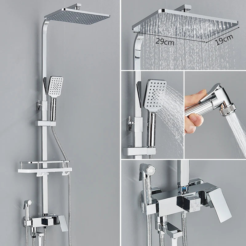 3/4-Way Shower Faucet Rainfall Shower Cold Water Mixer