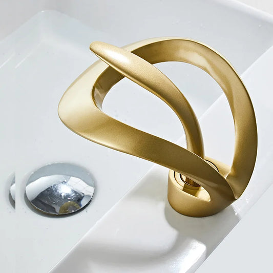 Black Bathroom Basin Taps Handle Waterfall Faucet Solid