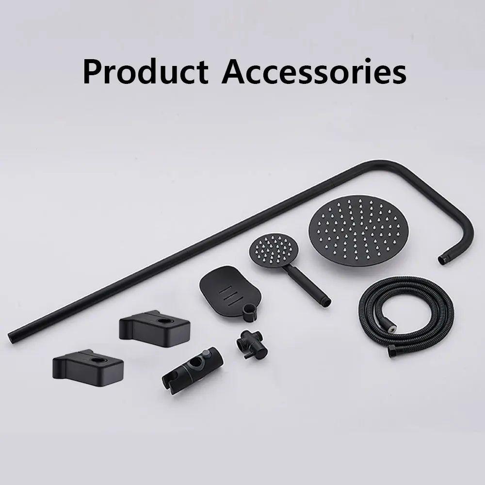 Black/Chrome Bathtub Split Rain Shower Handheld Bathroom Rainfall