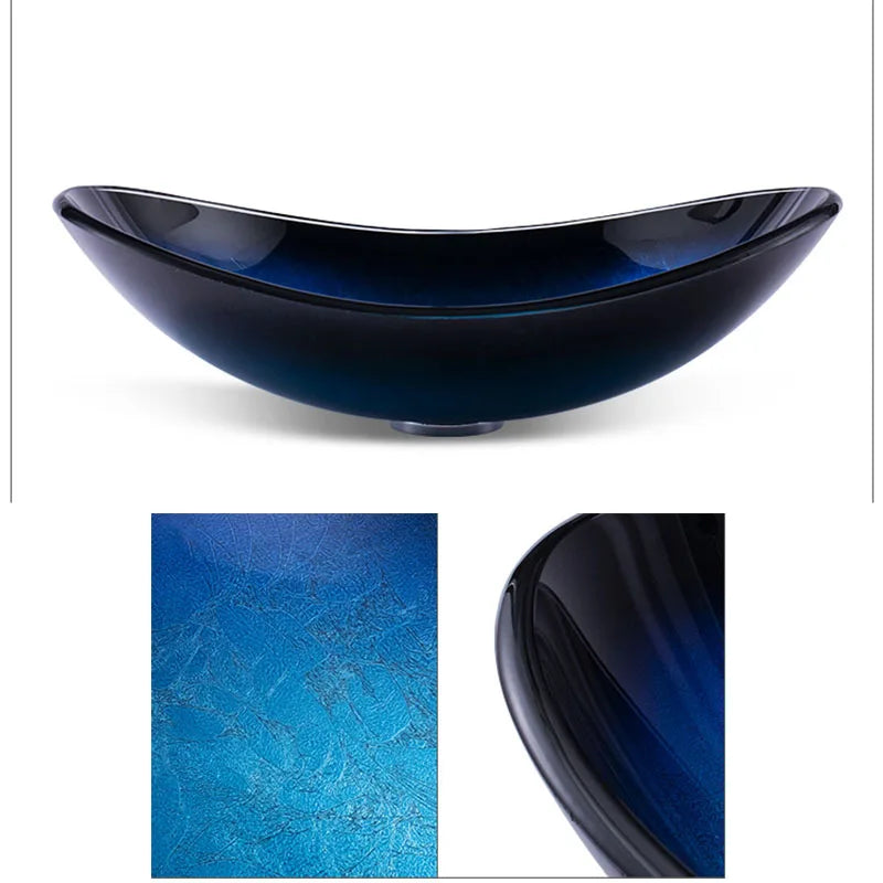 Ouio Tempered Glass Hand Paint Waterfall Spout Basin