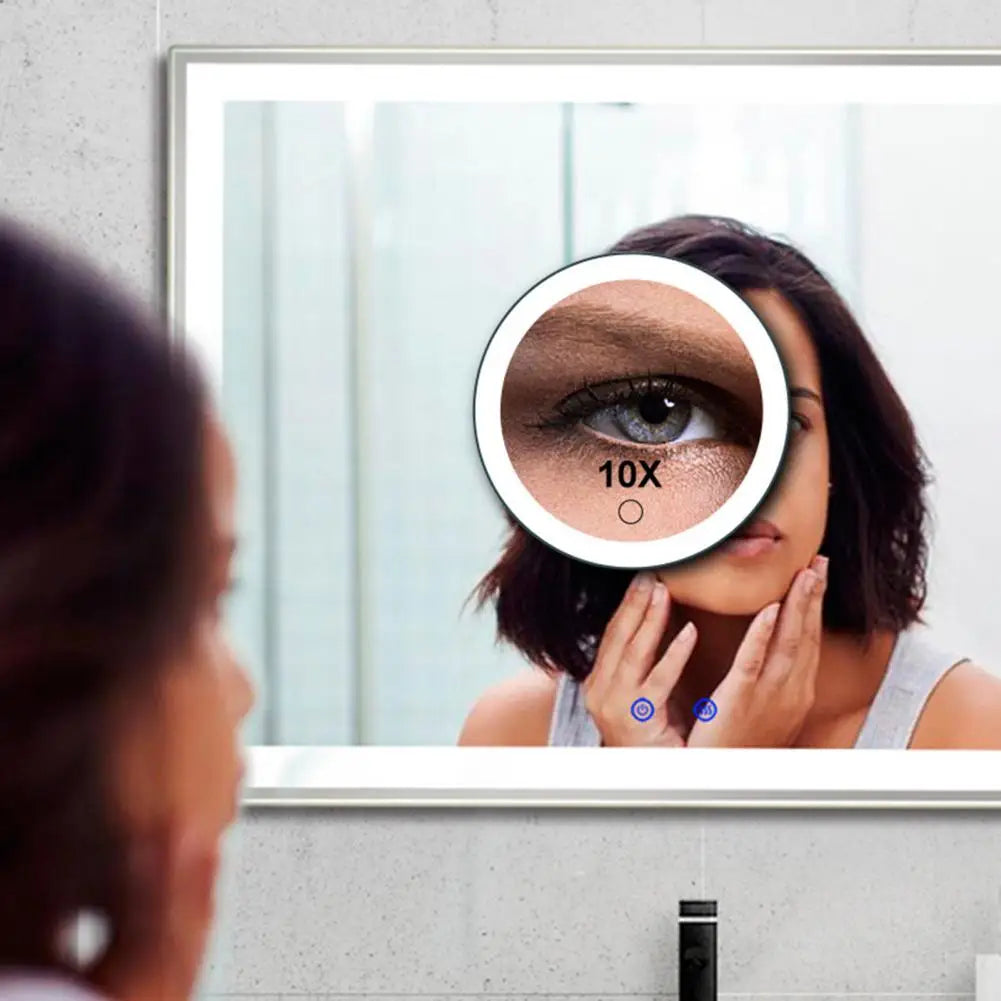10cm 30x Magnifying Mirror Tweezers Travel Led Makeup
