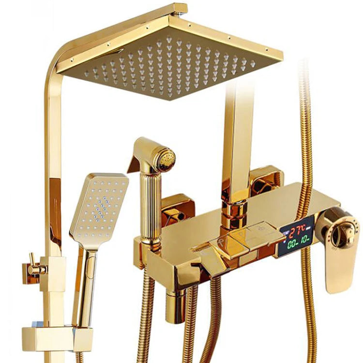 Brushed Gold Thermostatic Digital Bathroom Shower Inch Rain